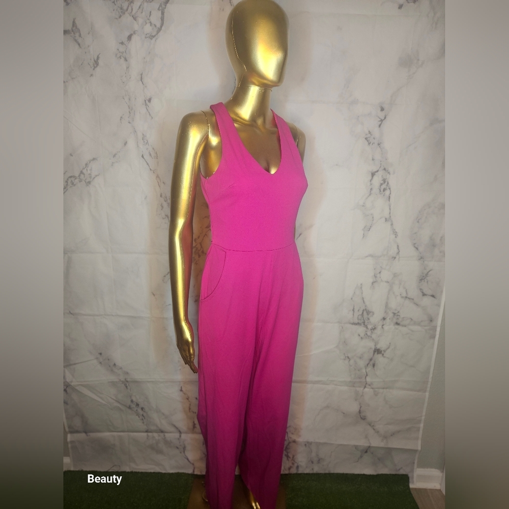 Pink Halter Cris Cross Jumpsuit Size S